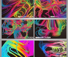 Colorful line business card vector set 02