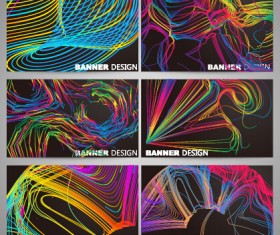 Colorful line business card vector set 03