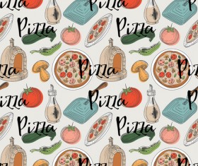 Creative pizza seamless pattern vector set 02