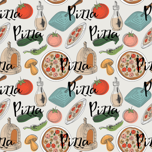 Creative pizza seamless pattern vector set 02