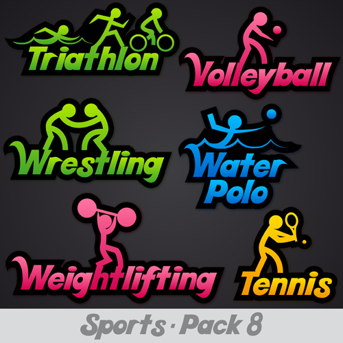 Creative sports logos design 01 vector