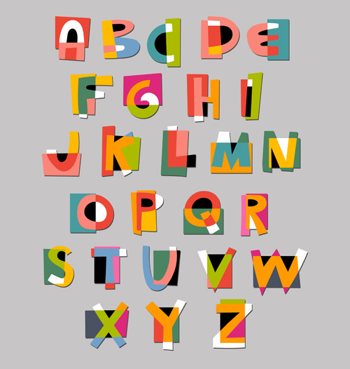 Creative tiling alphabet vector set