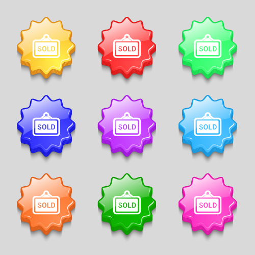 Creative wavy colourful buttons vector set 01