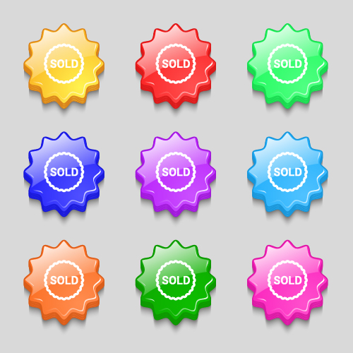 Creative wavy colourful buttons vector set 02