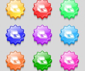 Creative wavy colourful buttons vector set 03