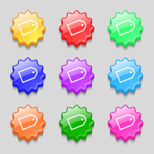 Creative wavy colourful buttons vector set 04
