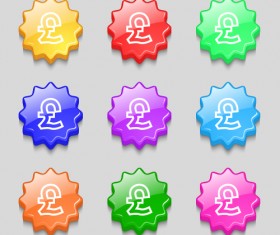 Creative wavy colourful buttons vector set 05