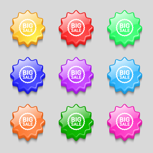 Creative wavy colourful buttons vector set 09