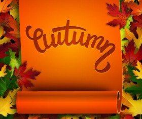 Curled Paper and autumn leaves background vector