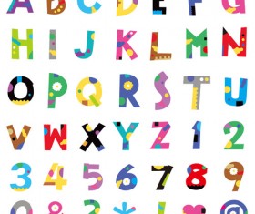 Cute color numbers with alphabet and symbol vector