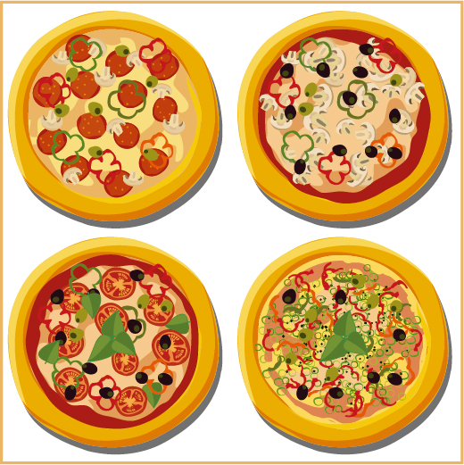 Delicious pizza illustration vector material 04