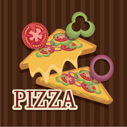 Delicious pizza illustration vector material 05