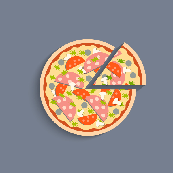 Delicious pizza illustration vector material 07