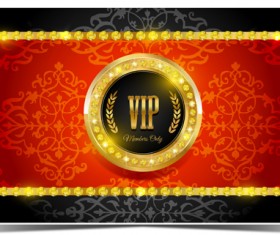 Diamond VIP card red and black vector 01