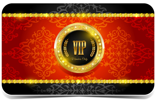 Diamond VIP card red and black vector 01