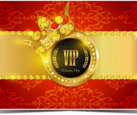 Diamond VIP card red and black vector 02