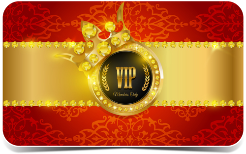 Diamond VIP card red and black vector 02