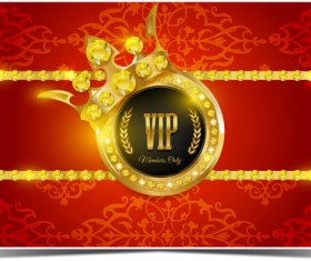 Diamond VIP card red and black vector 03