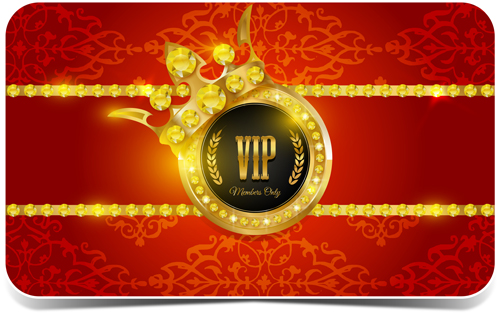 Diamond VIP card red and black vector 03