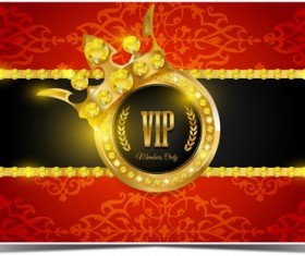 Diamond VIP card red and black vector 04