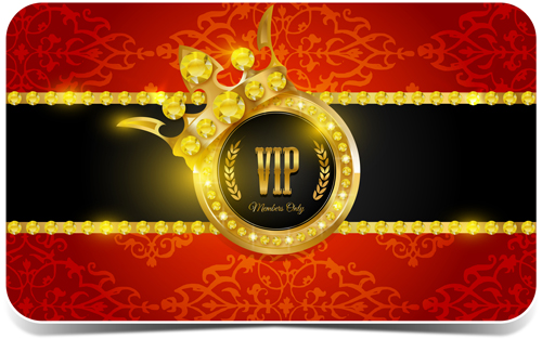 Diamond VIP card red and black vector 04