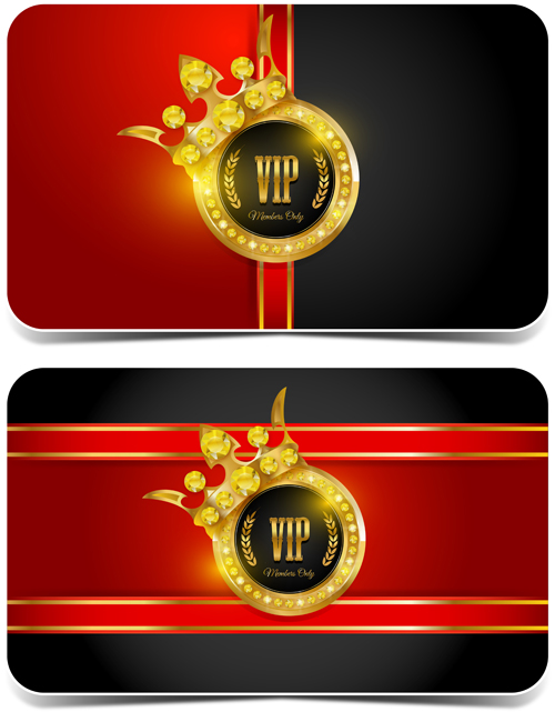 Diamond VIP card red and black vector 05