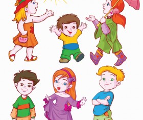 Different cartoon kids design vector 03
