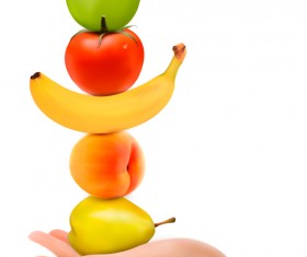 Different fruit with hand vector