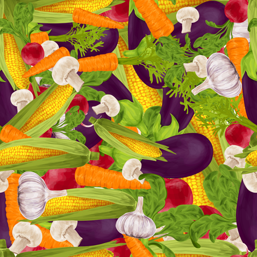 Different vegetable elements vector seamless pattern 02