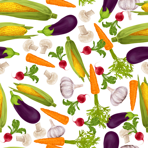 Different vegetable elements vector seamless pattern 04