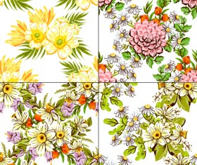 Elegance flowers pattern seamless vector material 03