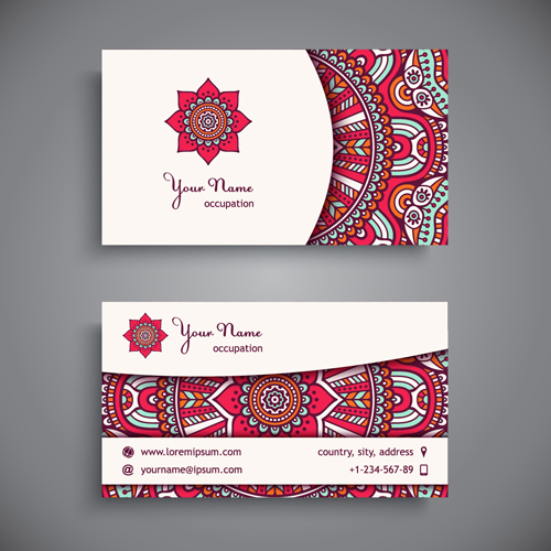 Ethnic decorative elements business card vector 02