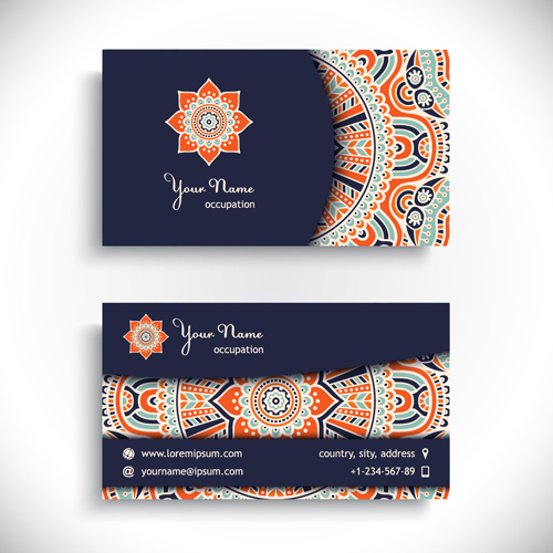 Ethnic decorative elements business card vector 03