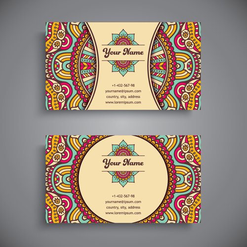 Ethnic decorative elements business card vector 08