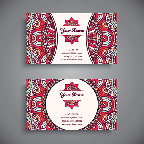 Ethnic decorative elements business card vector 10