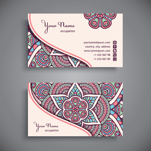 Ethnic decorative elements business card vector 11