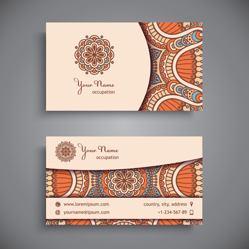 Ethnic decorative elements business card vector 13