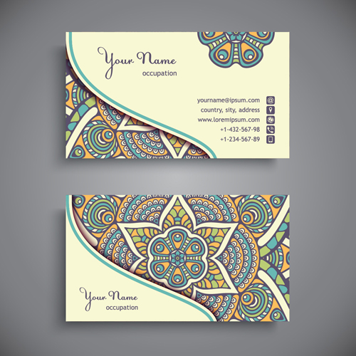 Ethnic decorative elements business card vector 14