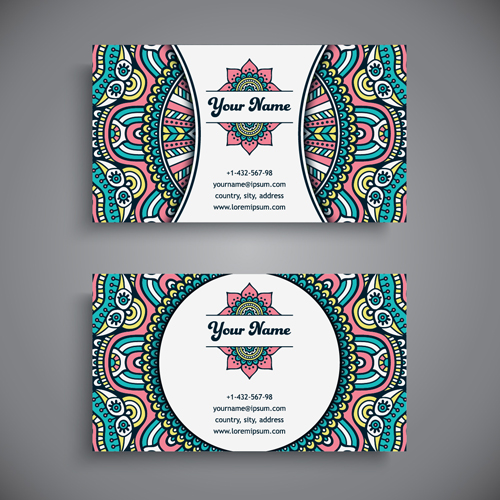 Ethnic decorative elements business card vector 15