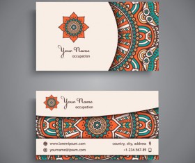 Ethnic pattern business card vintage vector 01