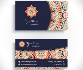 Ethnic pattern business card vintage vector 03