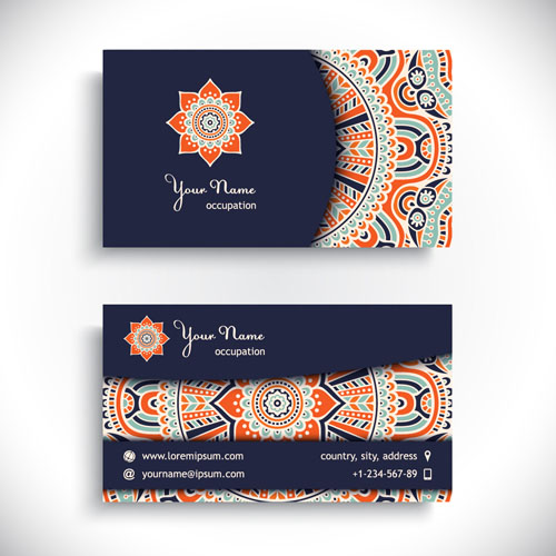 Ethnic pattern business card vintage vector 03