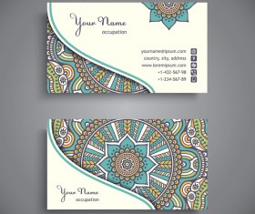 Ethnic pattern business card vintage vector 04