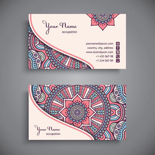 Ethnic pattern business card vintage vector 06