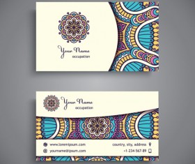 Ethnic pattern business card vintage vector 07