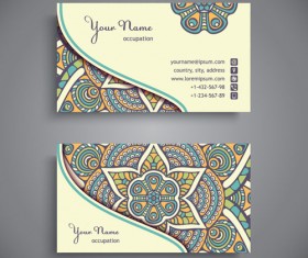 Ethnic pattern business card vintage vector 14
