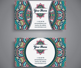Ethnic pattern business card vintage vector 15