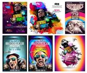 Fashion club disco party flyer template vector 02