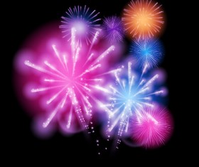Fireworks salute colored background vector 01