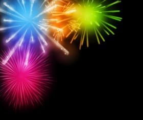 Fireworks salute colored background vector 02